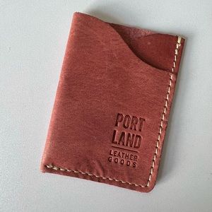 Portland Leather Minimalist Wallet Pink Coral Super Soft Smooth